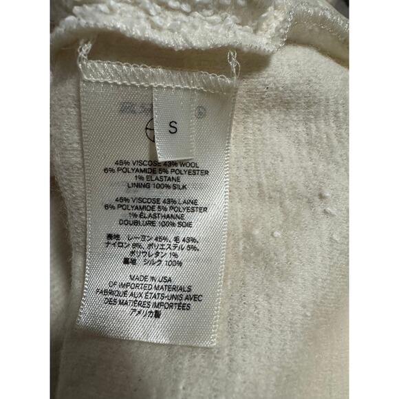 The Row Ivory Bouclé V-Neck Silk-Lined Top | Size Small Quiet Luxury Minimalist - Picture 6 of 8